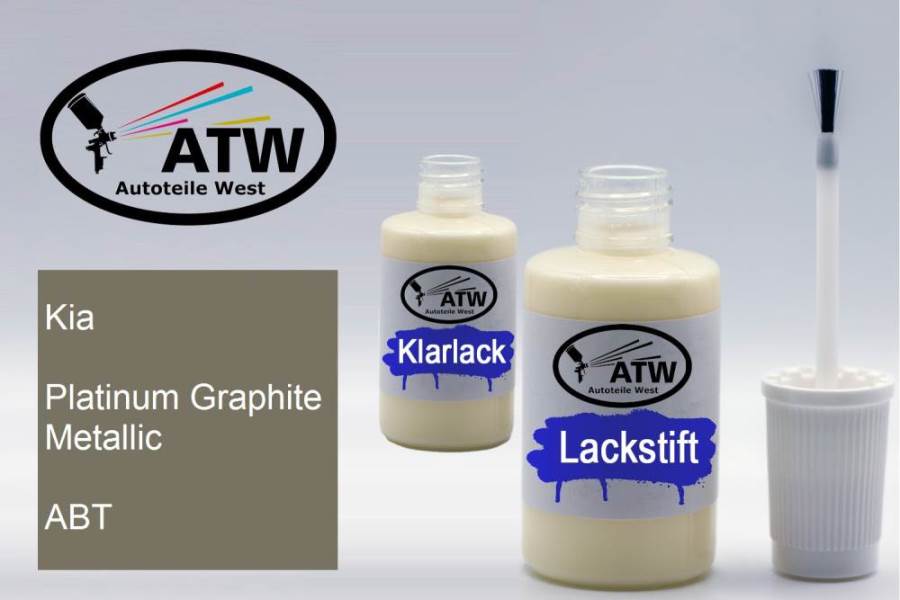 Kia, Platinum Graphite Metallic, ABT: 20ml Lackstift + 20ml Klarlack - Set, von ATW Autoteile West.